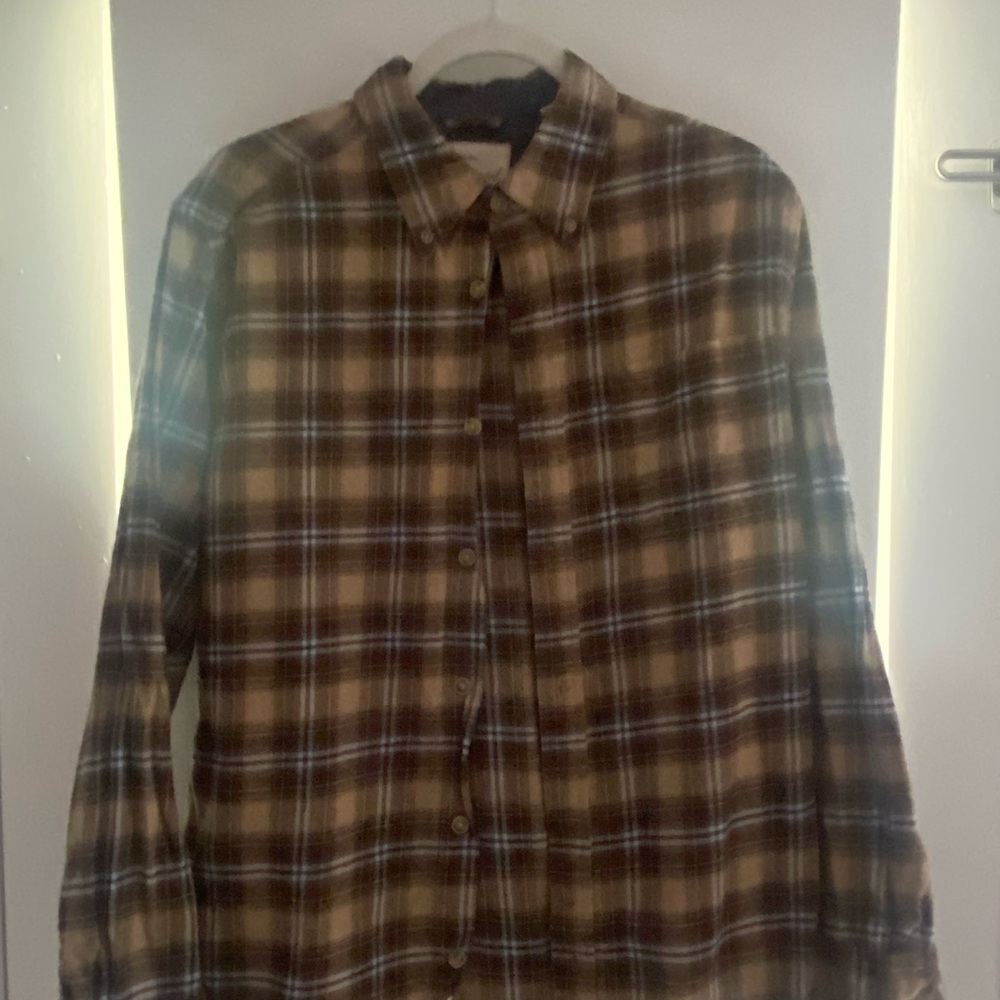 Weatherproof Casual Button Down Shirt Blue Brown